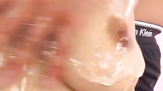 Hot Japanese girl made a sexy oil massage for her boyfriend