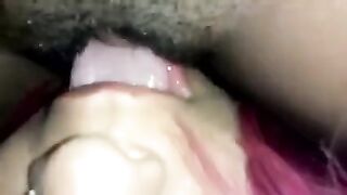 The guy forced the Latin beauty to lick her hairy pussy on camera