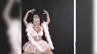 A cute Russian girl is dancing and exciting everyone around