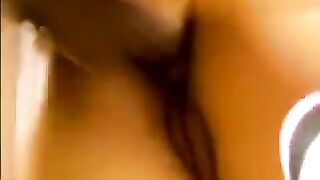 Asian beauty fucked by two guys at her home