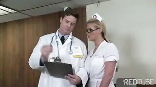 A doctor fucks his nurse in a steamy encounter with stockings and heels