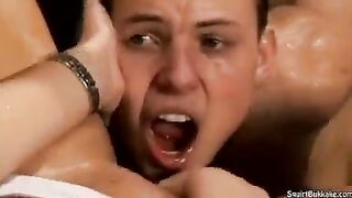 The man came in and made a mess in her mouth with Bukakke
