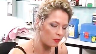 A girl with a nice pussy gets a piercing and plays with toys