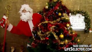 A Russian woman is fucking with five guys in the role of Santa Claus