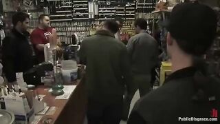 A naughty girl is being roughly fucked right in the store