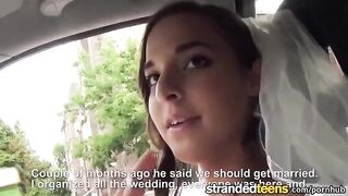The bride spread her legs in the car for a blowjob
