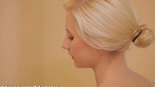 A hot shower and a hot body with soap suds