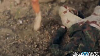 A man fucked two blondes in an abandoned building