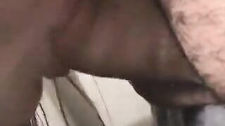 A small dick ended up covered in cum, flooding the surrounding area