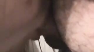 A small dick ended up covered in cum, flooding the surrounding area