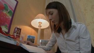 Alena teaches English to earn money, using her ass for lessons