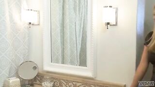 The husband enjoyed intimacy with his wife in the bathroom