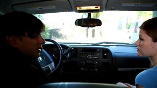 A cute girl made a blowjob to her new friend in his car