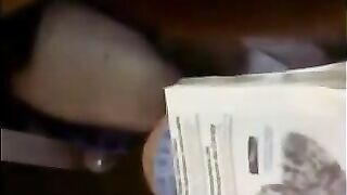 He climbed to the girl and began to squeeze fingers in the vagina from under the skirt