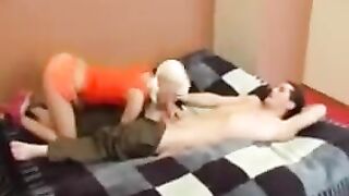 A blonde girl could not resist her brother and had sex with him