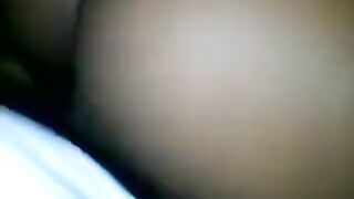 A beautiful black woman has sex with a young guy in POV style