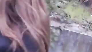 A girl is not embarrassed to do a blowjob in public place