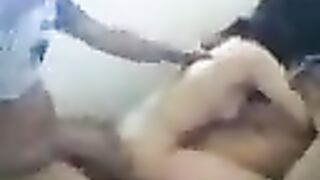 Young Asian beauty has sex with two guys