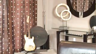 Girl caresses a hard dick in the shower, creating a sensual scene