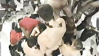 A crowd of guys fucked a young girl with big tits