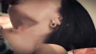 The hot woman has wonderful sex with her guy, showcasing her stunning brunette charm