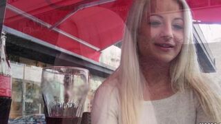 A blonde with natural tits gets fucked by a strong cock