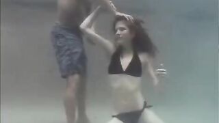 Redhead beauty makes love with her partner in the swimming pool