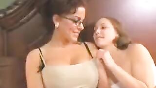 A mother introduces her daughter to the world of lesbian sex