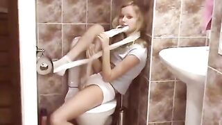 Surprise encounter in the public restroom, full of excitement