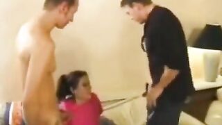 The hot nanny fucks with two guys in her free time