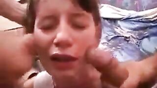 The sweet pussy of the beautiful Concha gets filled with sperm and cum