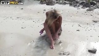 A couple has a private sex on the Russian beach