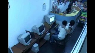 A girl was masturbating on her webcam in the internet cafe