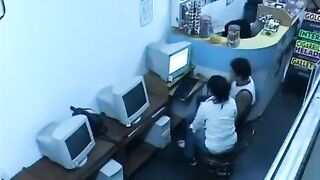 A girl was masturbating on her webcam in the internet cafe