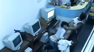 A girl was masturbating on her webcam in the internet cafe