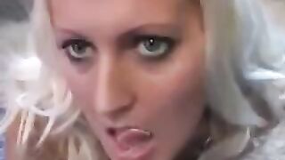 Whims licked sperm from a spoon in a sensual and intimate act