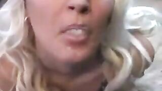 Whims licked sperm from a spoon in a sensual and intimate act