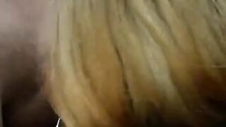 Winter street blowjob with a girl in stockings