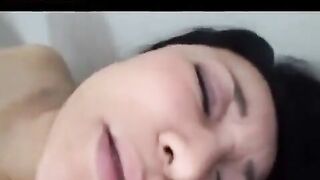 Mature Japanese guy masturbates and fucks with hairy pussy