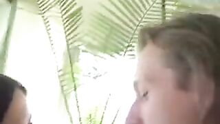 A girl walks on the city streets and a guy shoots her pussy