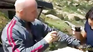 A girl with dark hair is fucking with the first she meets