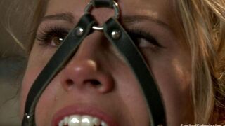 A beautiful woman in hard bondage play