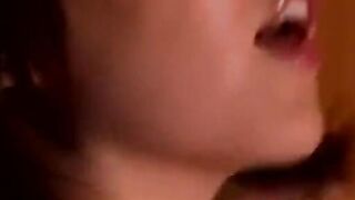 Passionate masturbation of the sexy Asian girl with natural boobs
