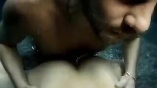 The girl is having fun with her new lover in the swimming pool