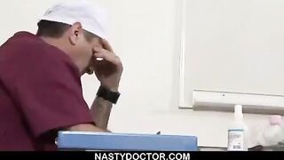 The doctor used a device to stretch the patient's pussy