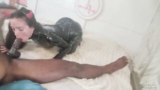 Petite Succubus celebrates Halloween by summoning and milking a thick dick