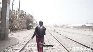 Peruvian guy fucked petite Venezuelan model near the train line in a steamy encounter