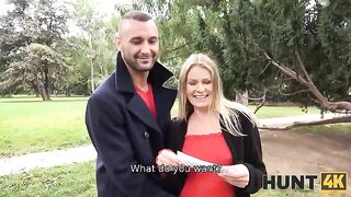 A man watches as his pregnant wife is getting nailed by a stranger in a steamy Hunt 4K scene