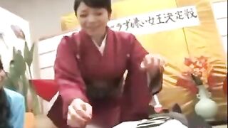 Hairy Asian girl playing with her pussy in public