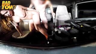 The camera is filming sex of driver and passenger in the car